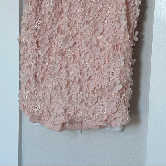 Badgley Mishka 3D Flower Embellished Floral Applique Baby Pink Lace Top Size 10 - Picture 9 of 13